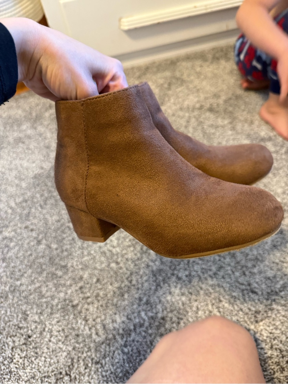 Girls Suede Ankle Boots in Brown - Size 13